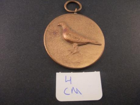 Duif duivensport bronskleurig 4 cm doorsnede penning